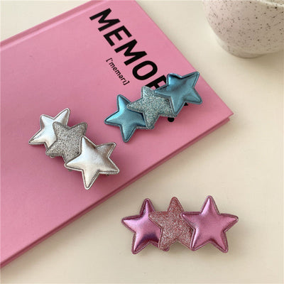 elegant lady pentagram pu leather hair clip