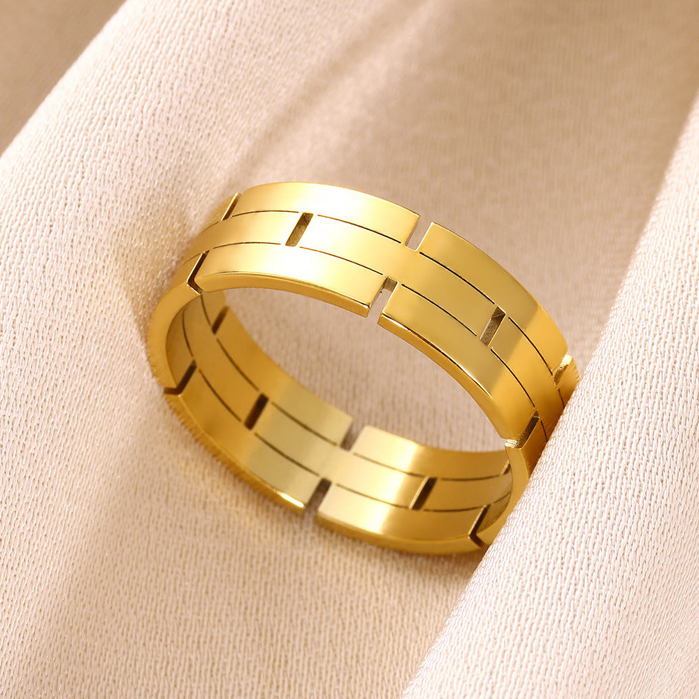 Jewelry Simple Style Commute Geometric 304 Stainless Steel 18K Gold Plated Rings