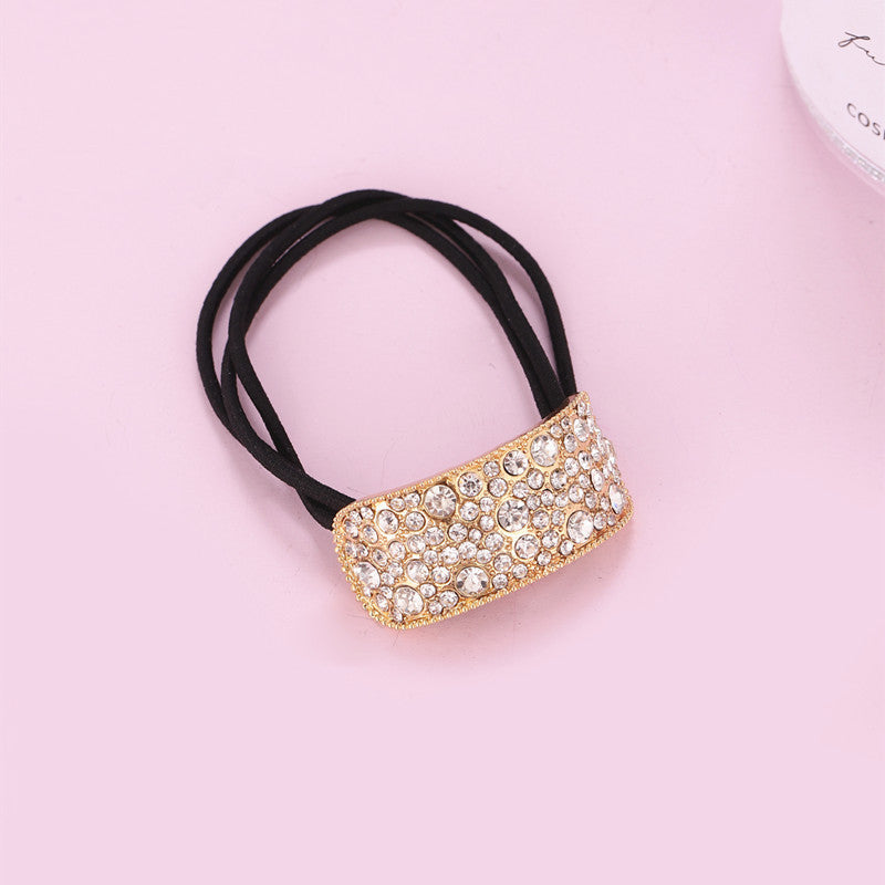Women's Simple Style Classic Style Solid Color Alloy Cloth Inlay Zircon Hair Tie