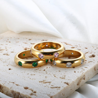 Jewelry Simple Style Geometric 304 Stainless Steel Zircon Plating Rings