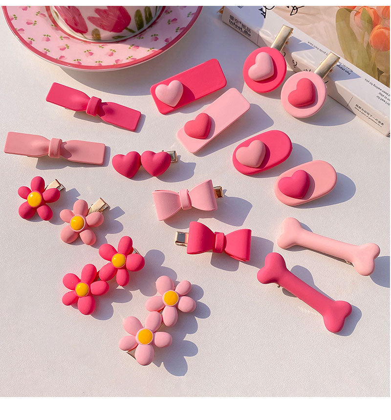 cute heart shape flower resin plating hair clip