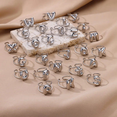 Jewelry Simple Style Letter 304 Stainless Steel Plating Open Rings