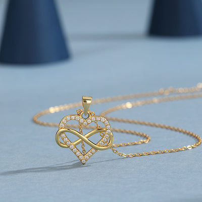 Titanium Steel Copper Inlay Heart Shape Rhinestones Pendant Necklace