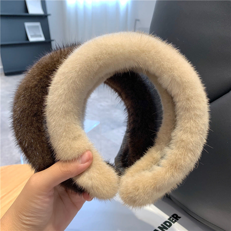 women's elegant solid color plush hair band