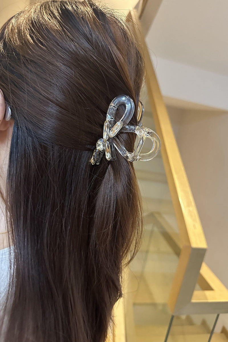 Women's Sweet Simple Style Bow Knot Rhinestone Hair Claws