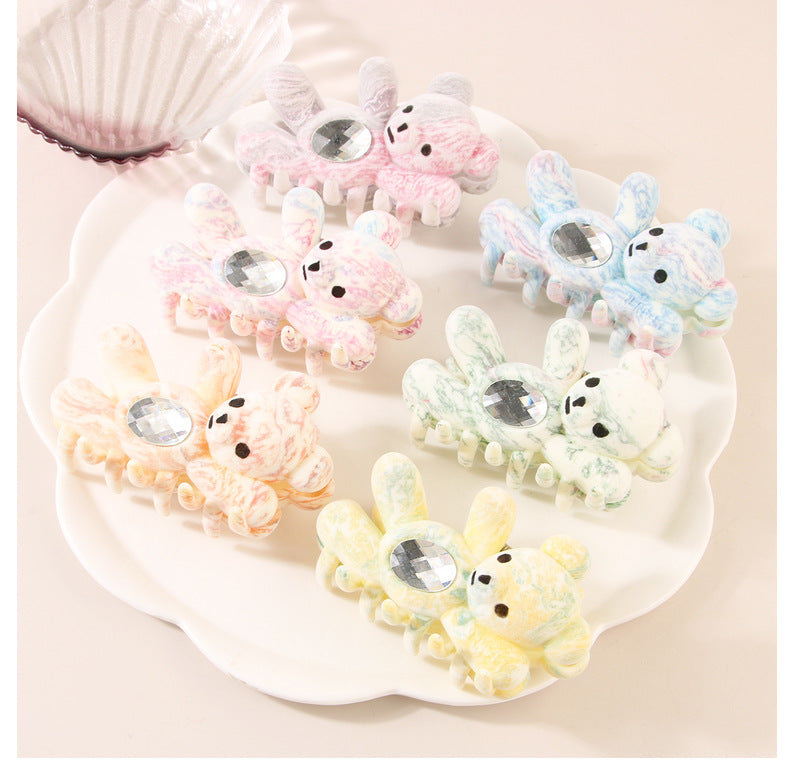 Women's Simple Style Classic Style Bear Plastic Resin Inlay Zircon Hair Clip