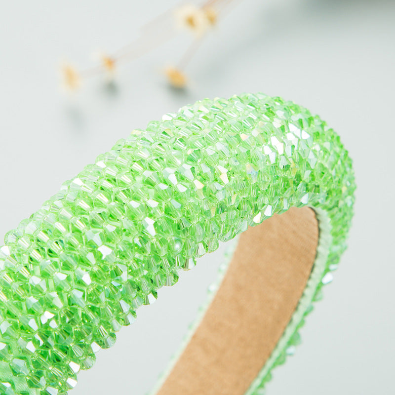 spring new sponge crystal wide edge headband