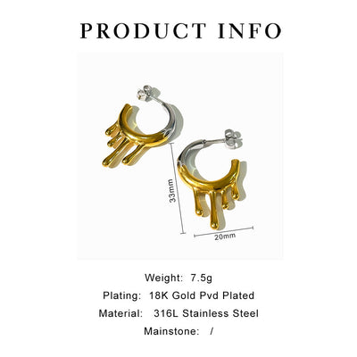 1 Pair Vintage Style Simple Style Geometric 316L Stainless Steel  18K Gold Plated Ear Studs
