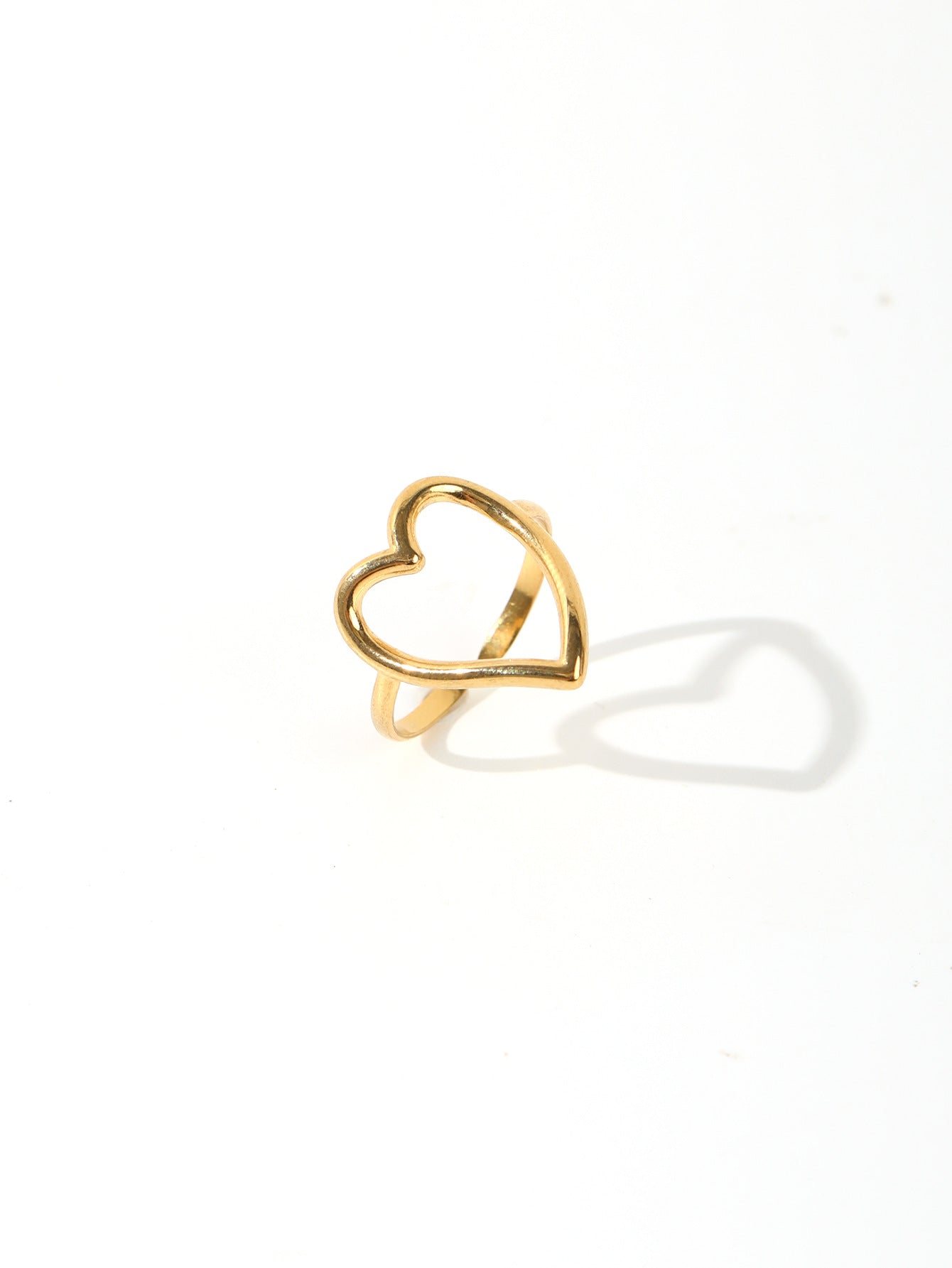 Jewelry Retro Heart Shape Solid Color 304 Stainless Steel Open Rings
