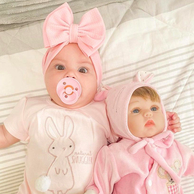 fashion children's solid color double-layer bowknot hairband