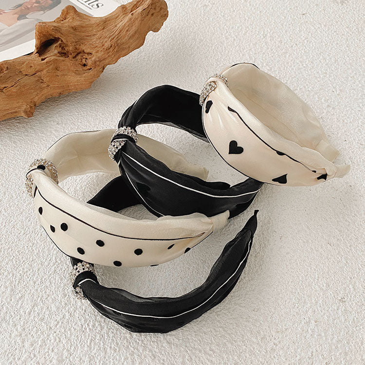 fashion heart shape cloth handmade inlay rhinestone hair band