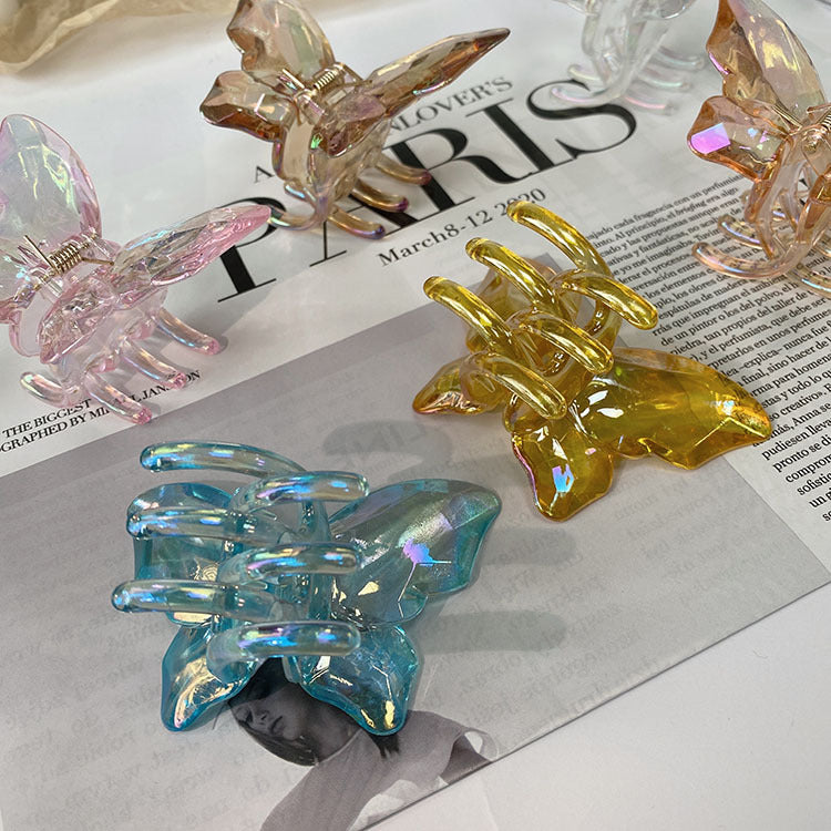 fashion butterfly plastic resin polishing hair claws