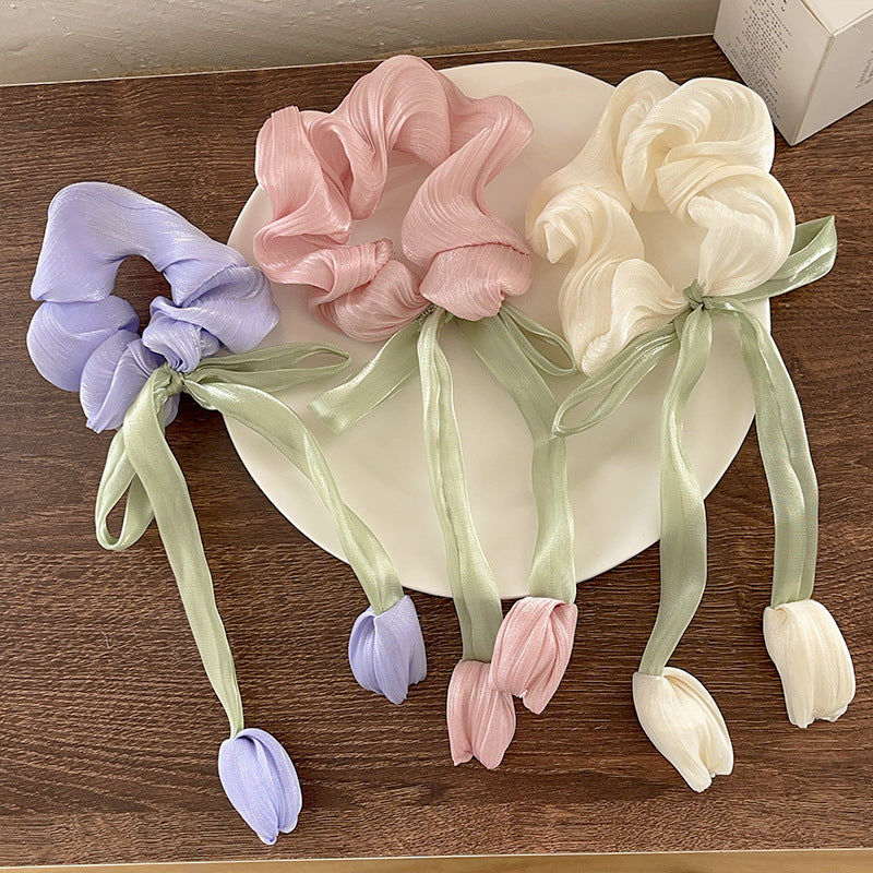 Women's IG Style Sweet Flower Bow Knot Cloth Hair Tie