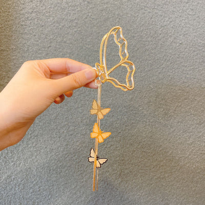 retro butterfly metal pendant tassel hair clip