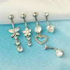 1 Piece 1 Set Belly Rings Simple Style Heart Shape 316 Stainless Steel  Inlay Zircon