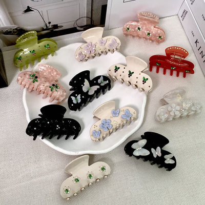 original design flower butterfly acetic acid sheets diamond hair claws