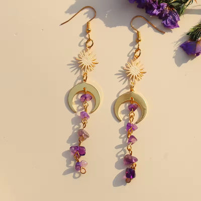 1 Pair Simple Style Shiny Irregular Moon Crystal Drop Earrings