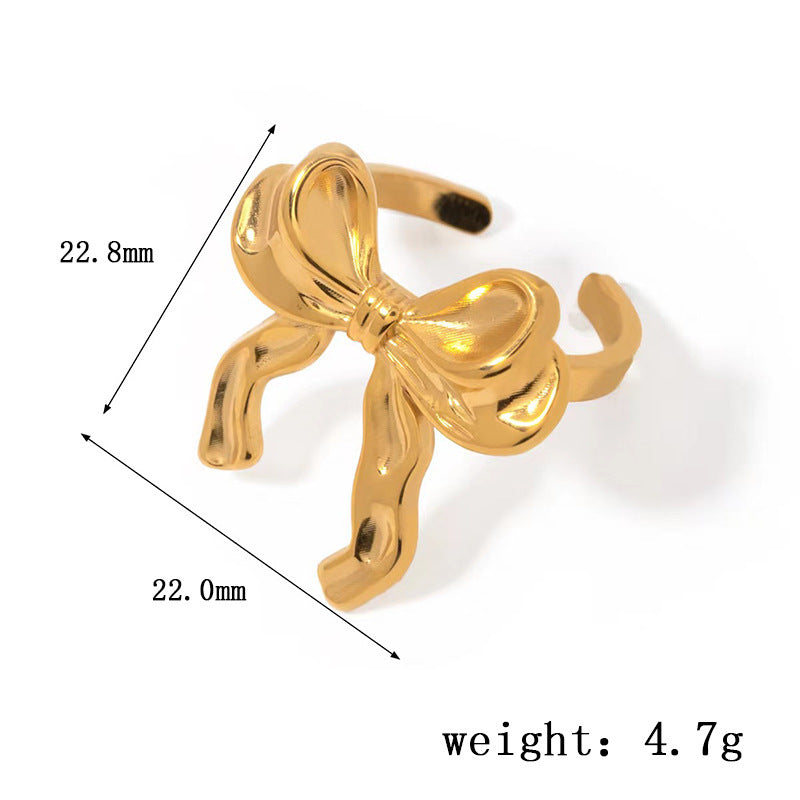 Jewelry Sweet Bow Knot Titanium Steel Plating Rings