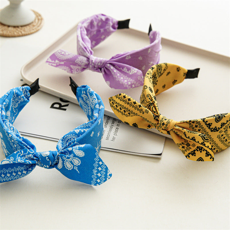 ethnic style printing solid color cloth hair band