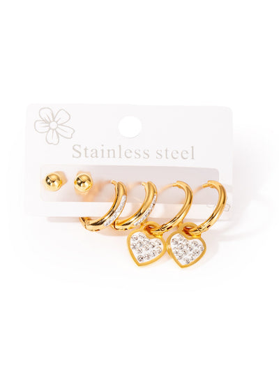 1 Set Elegant Star Heart Shape 304 Stainless Steel Drop Earrings