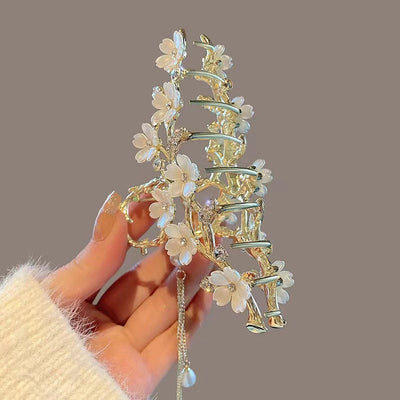 women's lady flower alloy inlay rhinestones hair claws