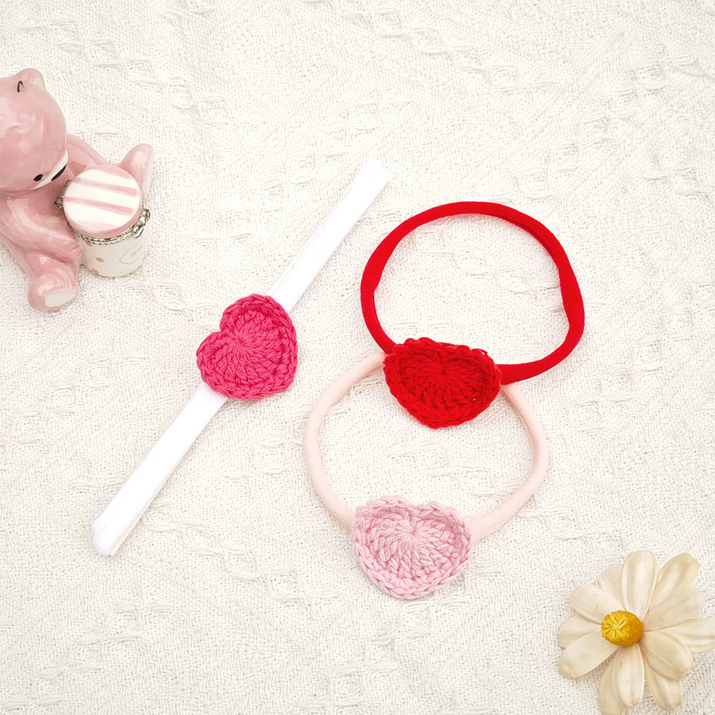Girl'S Sweet Heart Shape Cloth Hair Band