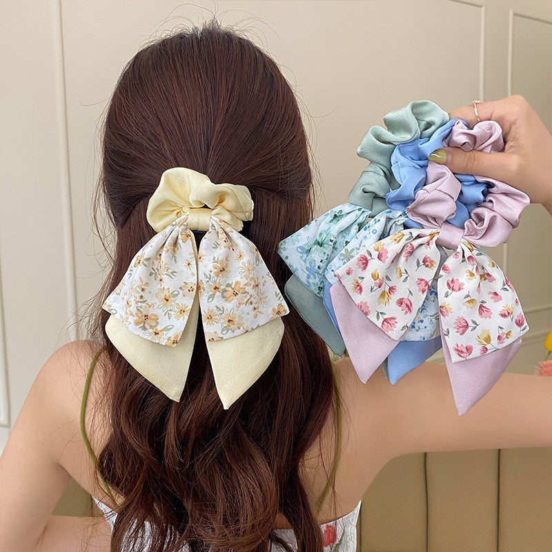 Women's Casual Sweet Flower Cloth Pearl Hair Tie