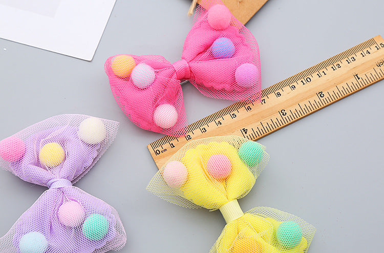 girl's sweet bow knot cloth gauze hair clip
