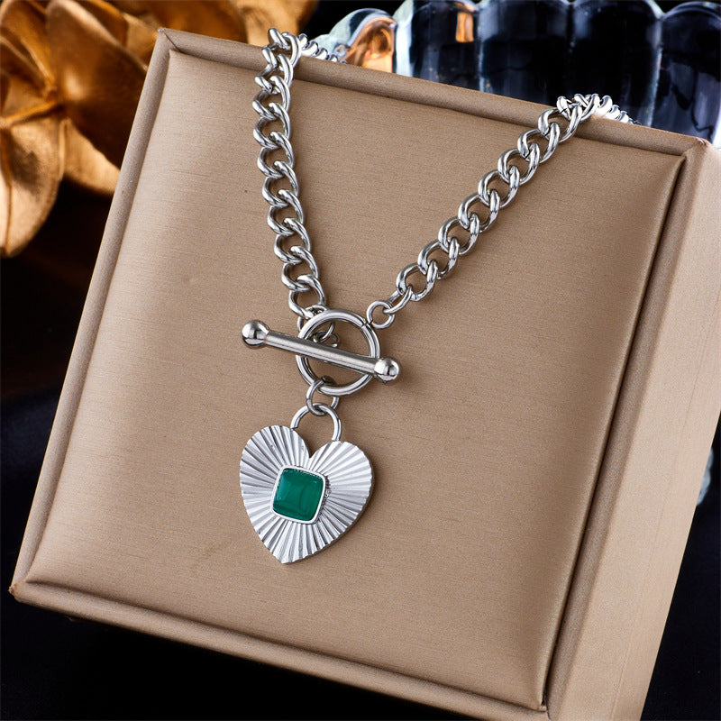 Jewelry Lady Heart Shape Eye Titanium Steel Plating Necklace