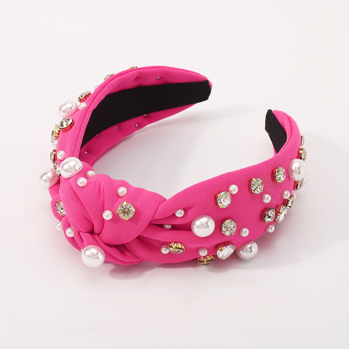 fashion solid color imitation pearl cloth rhinestone hair band