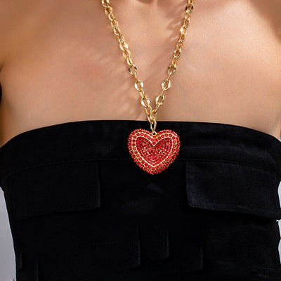 Jewelry IG Style Simple Style Heart Shape Copper Zircon 18K Gold Plated Inlay Pendant Necklace