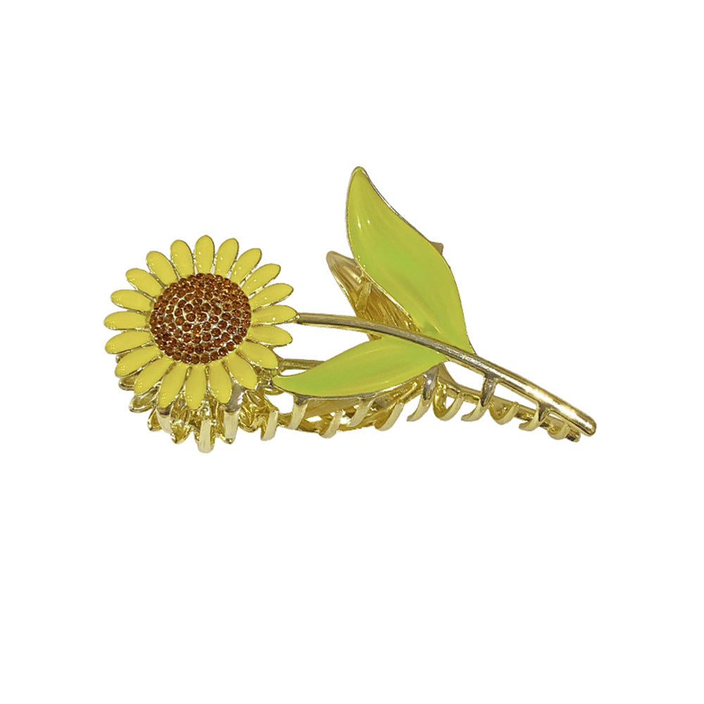 sweet sunflower alloy plating inlay rhinestones hair claws