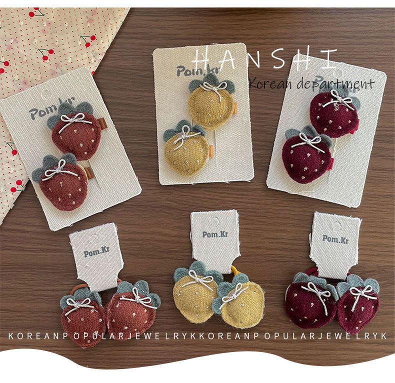 Sweet Girl'S Strawberry Cloth Hair Clip Hair Tie