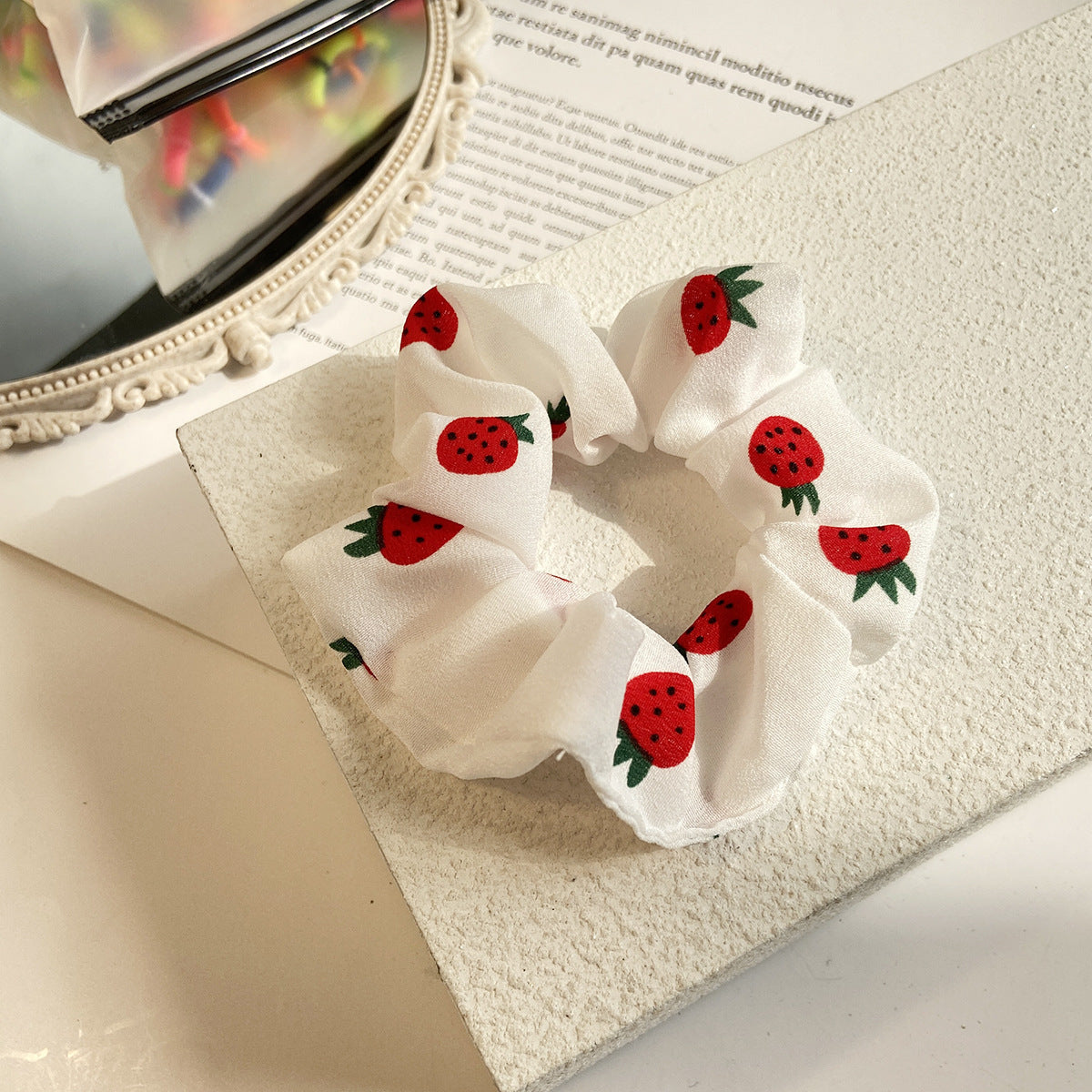 fashion floral fruit printing hair scrunchies