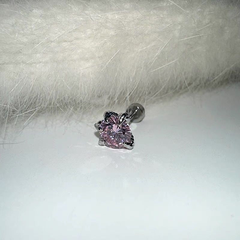 1 Piece Simple Style Geometric Titanium Steel Zircon Ear Studs