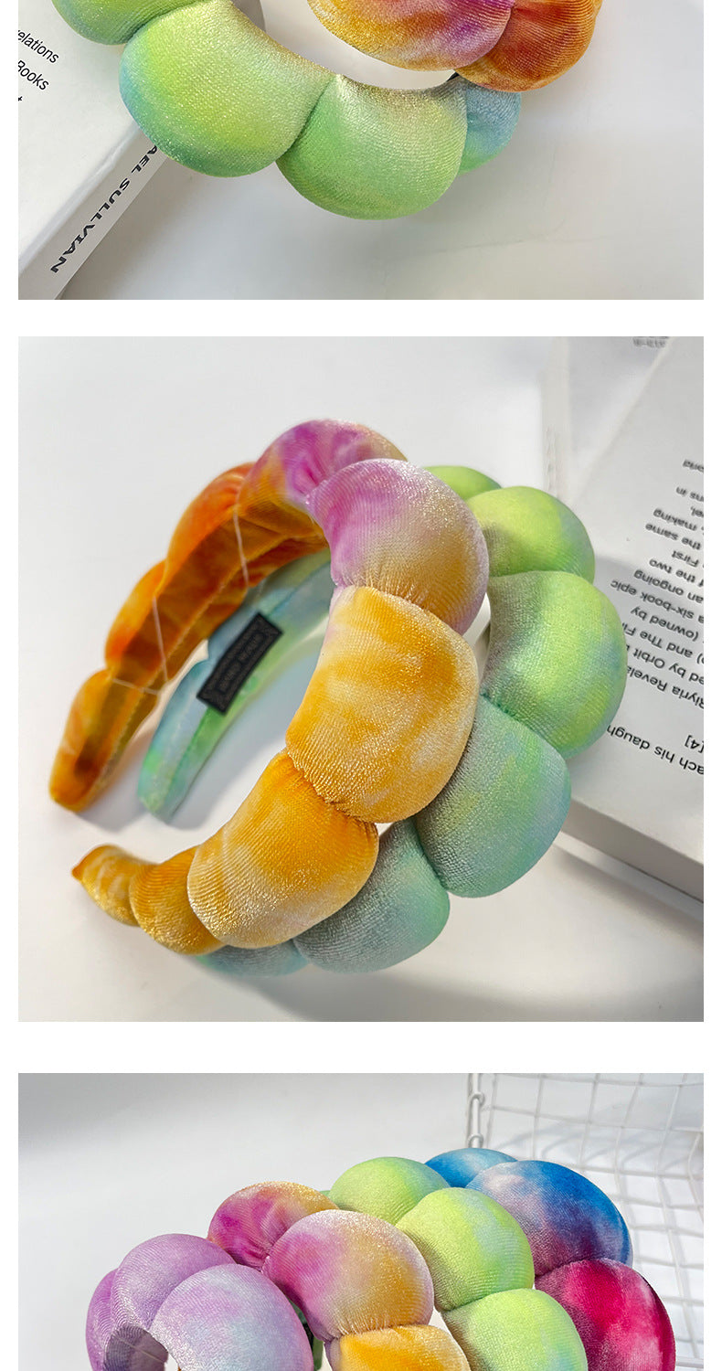 lady streetwear color block sponge hair band
