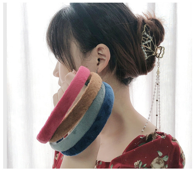 simple style plaid cloth hair band 1 piece