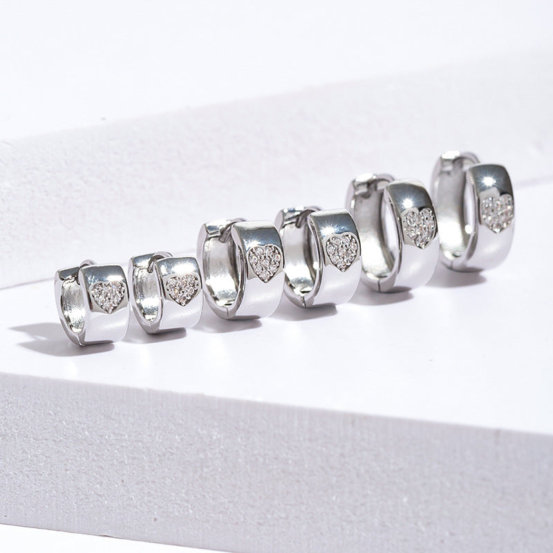 1 Pair Lady Heart Shape Plating Copper Zircon Earrings