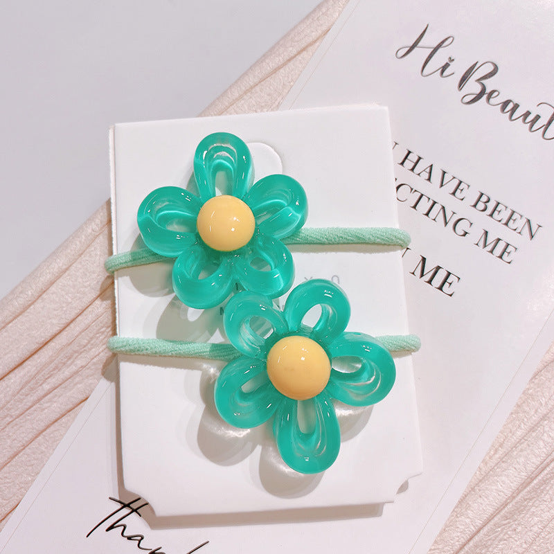 fashion flower mixed materials handmade hair tie 1 pair