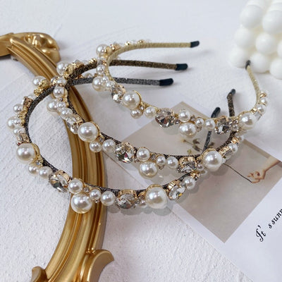 korean pearl wrapped full drill headband