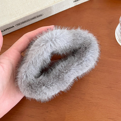 Korean Style Large Mink Fur Grip Women's New Autumn and Winter Hair Volume Shark  Former Red Hot Design Niche Barrettes