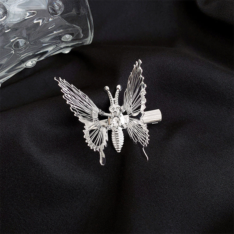 women's fashion butterfly alloy butterfly hollow out artificial pearls hair clip