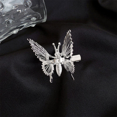 women's fashion butterfly alloy butterfly hollow out artificial pearls hair clip