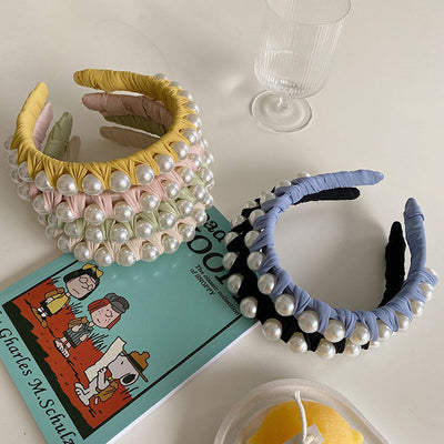 korean winding pearl woven headband