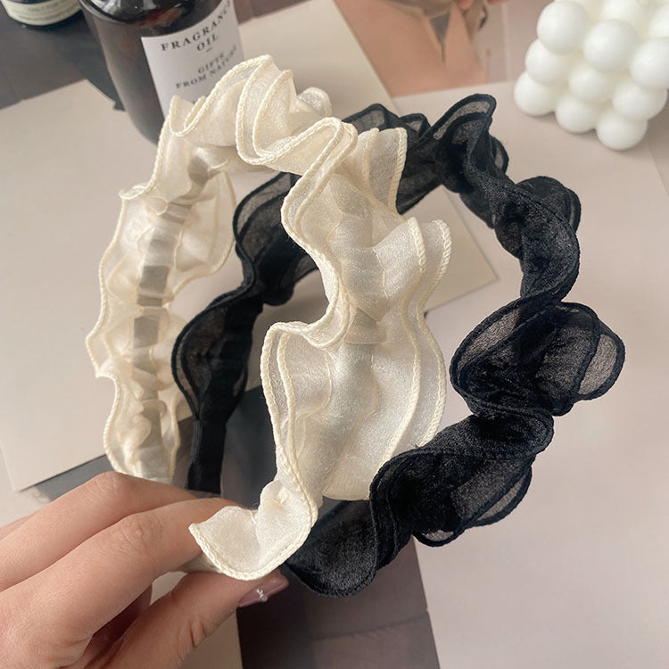 fashion solid color gauze pleated hair band 1 piece