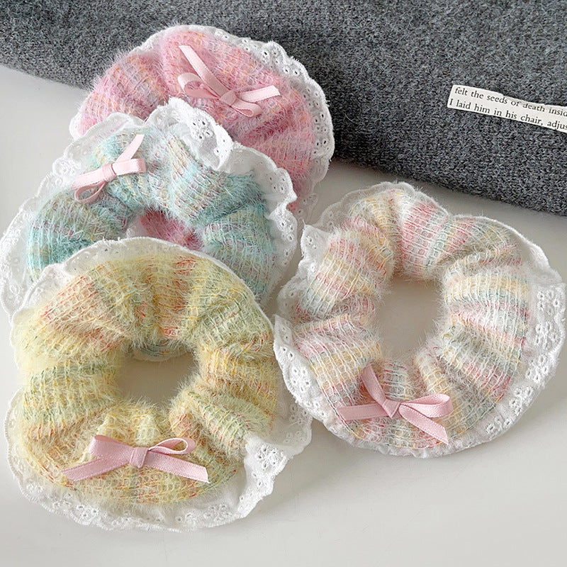 Unisex Casual Sweet Rainbow yarn Rib-Knit Hair Tie