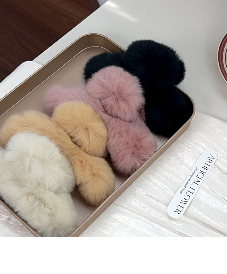 Women's Simple Style Solid Color rabbit fur Hair Claws
