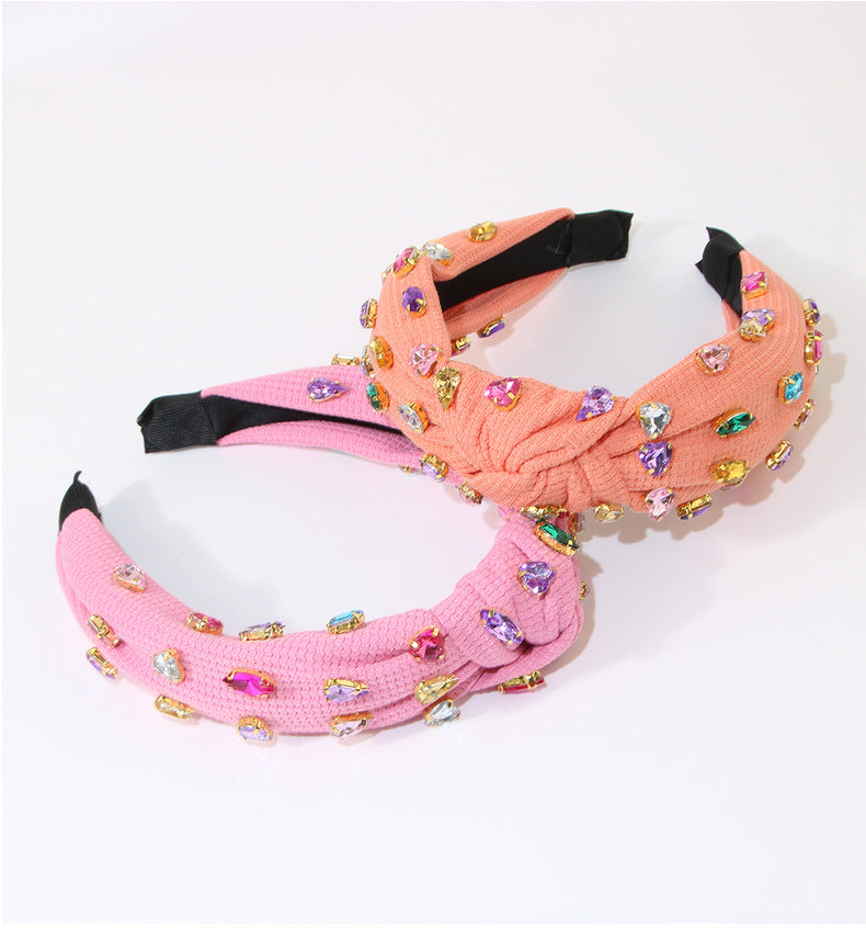 Women's Retro Knot Cloth Handmade Inlay Rhinestones Hair Band