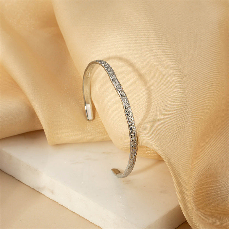 Simple Style Solid Color 304 Stainless Steel Bangle In Bulk