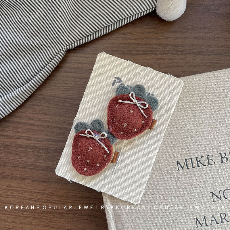 Sweet Girl'S Strawberry Cloth Hair Clip Hair Tie